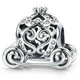 Solid 925 Sterling Silver Royal Pumpkin Carriage CZ Charm