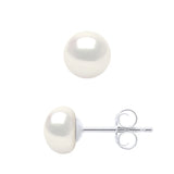 Earrings Button Freshwater Pearl White White Gold 6-7mm