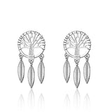 Dream Catcher Tree of Life Leaf Earrings