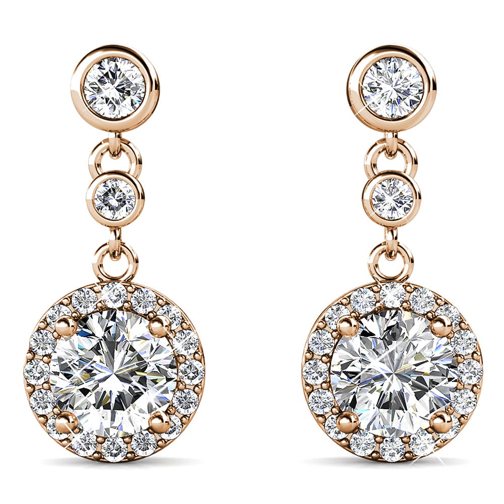 Krystal Couture Lavish Champagne Gold Modern Drop Earrings Embellished with SWAROVSKI Crystals