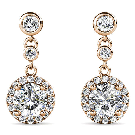 Krystal Couture Lavish Champagne Gold Modern Drop Earrings Embellished with SWAROVSKI Crystals