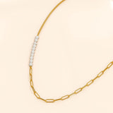 Bullion Gold Cuban Pearl Paperclip Necklace in Gold