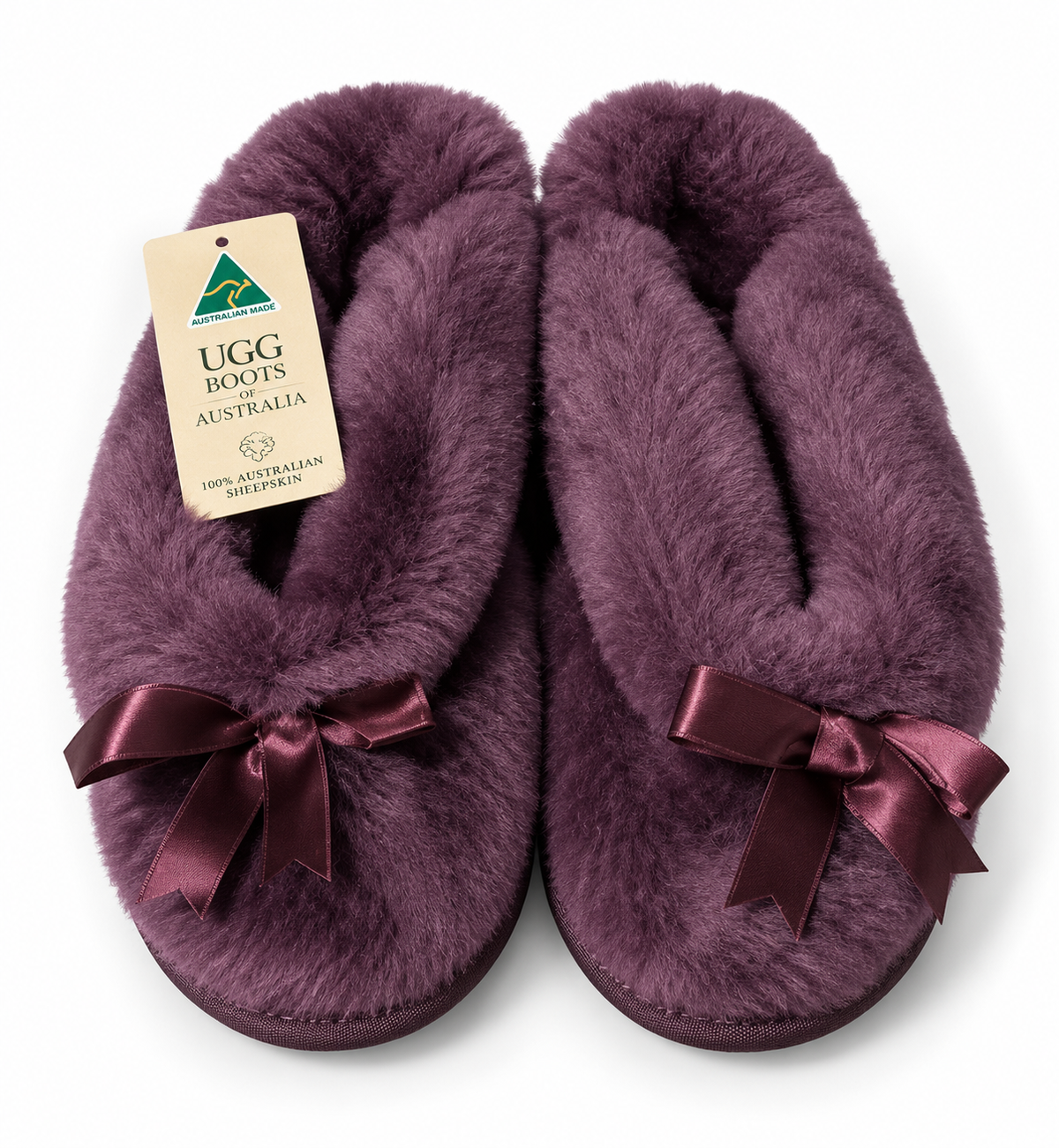 Australian Leather Ugg Classic Bow Thong Slippers - Purple - AU4