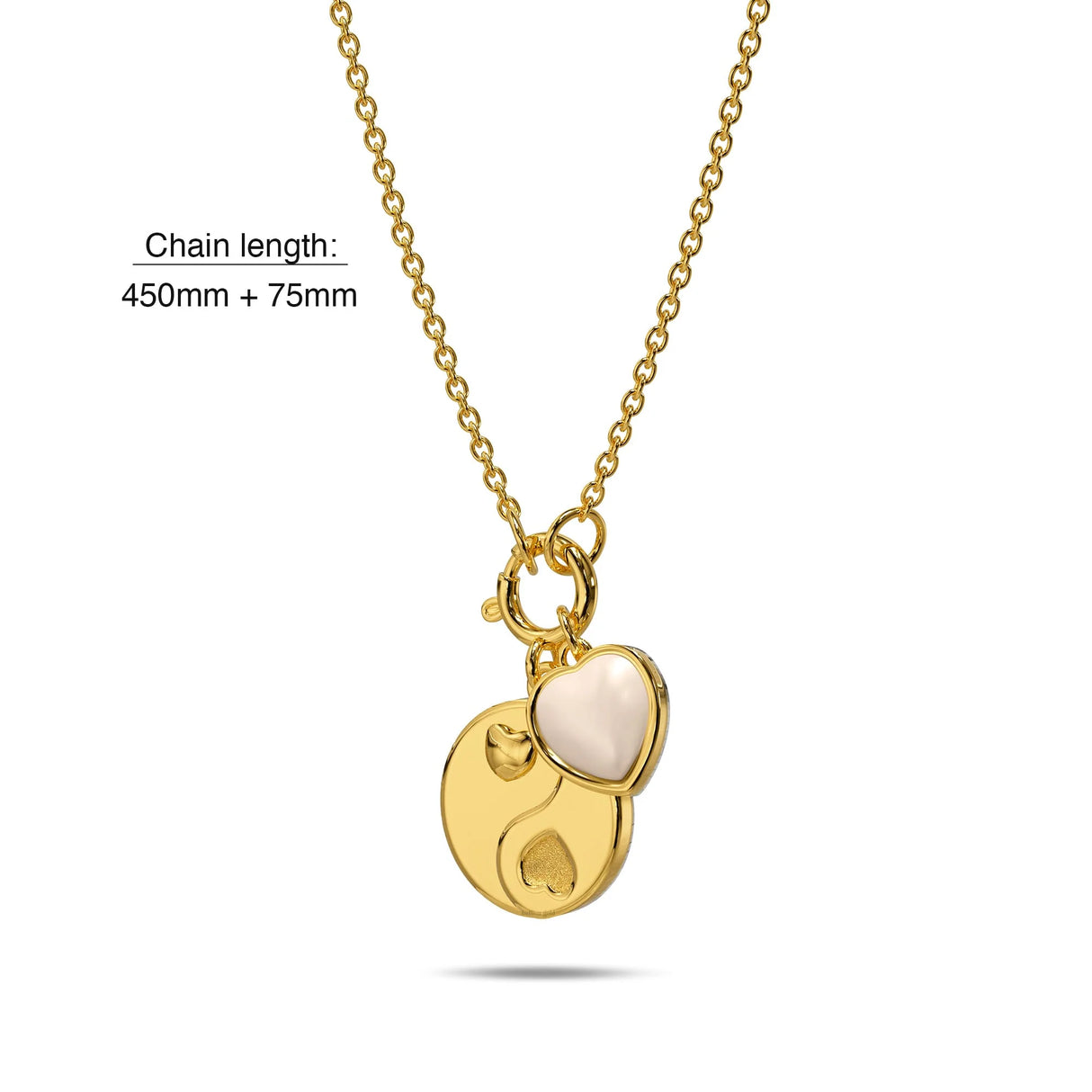 Bullion Gold Yin Yang Heart Gold Charm Necklace