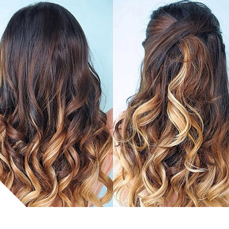 2Pcs Two Tone Ombre High Grade Brown Curly Hair 7Piece 16Clips 24" Hair Extension 2X