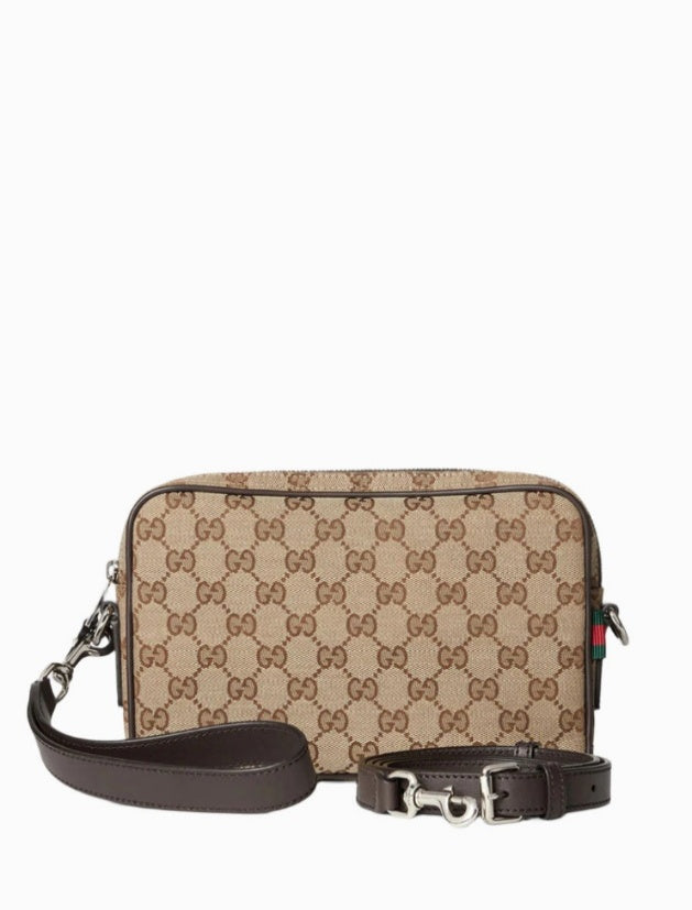 Gucci GG Monogram Mens Crossbody Bag - Brown