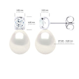 Earrings "Solitaire" Cubic Zirconia Diameter 4,50 mm - Natural White - Longueur 18 cm