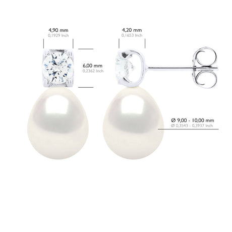 Earrings "Solitaire" Cubic Zirconia Diameter 4,50 mm - Natural White - Longueur 18 cm