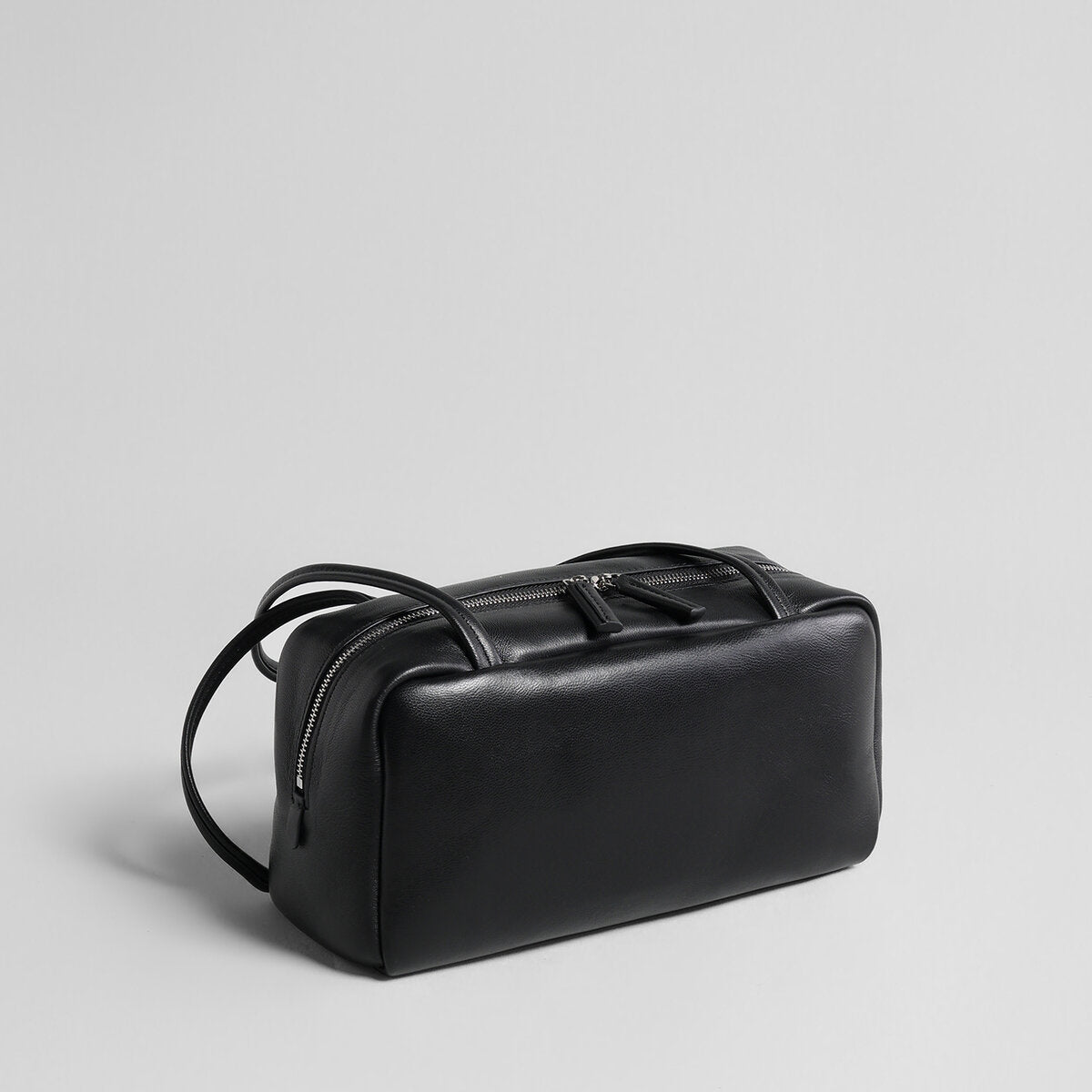 Soft Lambskin Leather Pillow Box Bag - Black