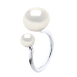 Ring Duo Button Freshwater Pearl White Sterling Silver