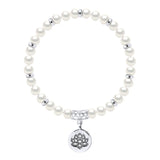 Bracelet Lucky Charm Semi-Round Freshwater Pearl White 6-7mm 18cm Lotus