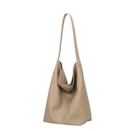 BAMEI Genuine Cowhide Slouchy Tote Bag 2-in-1 Set - Taupe