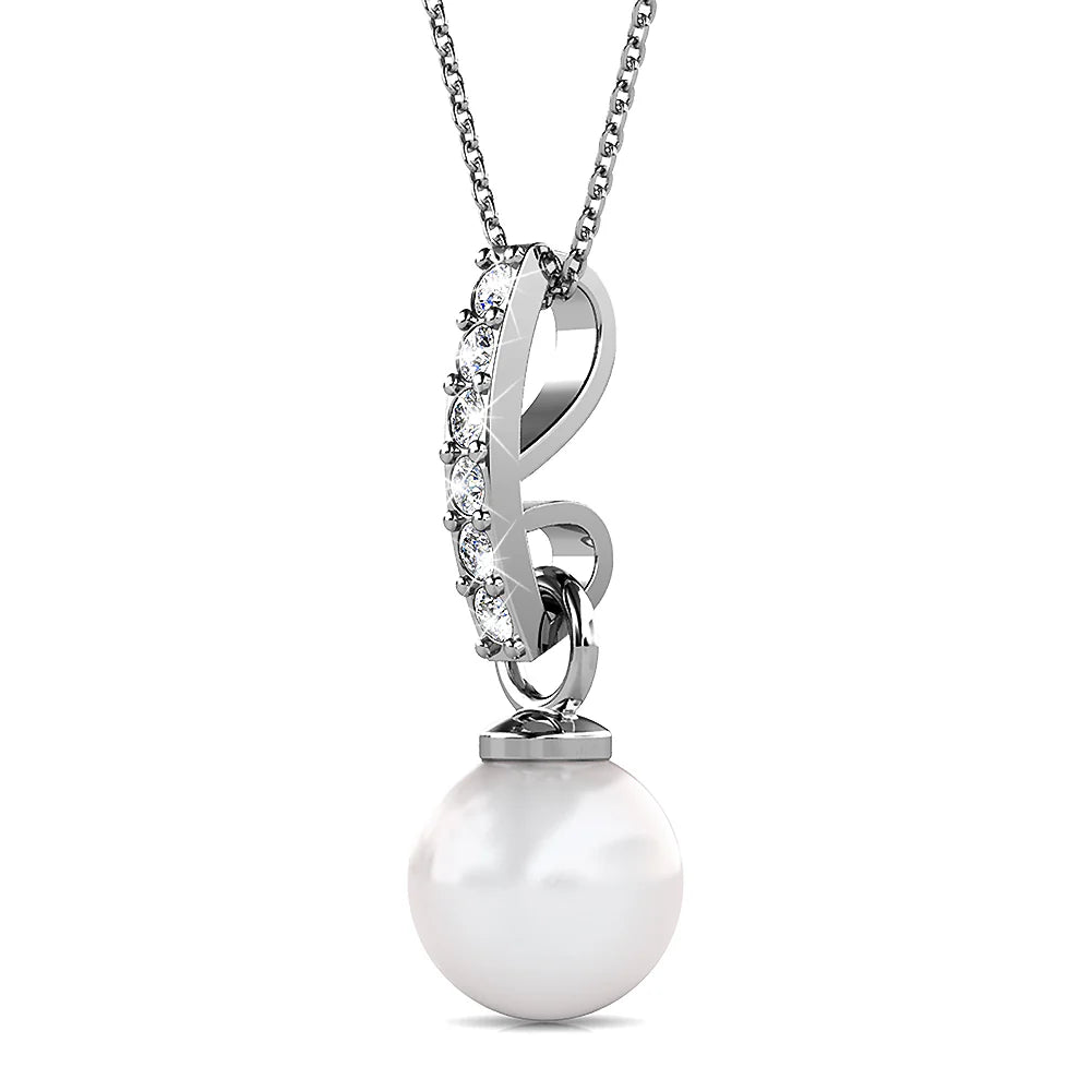 Krystal Couture Luminous Pearl Pendant Necklace in White Gold Adorned with Crystals from Swarovski