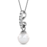 Krystal Couture Luminous Pearl Pendant Necklace in White Gold Adorned with Crystals from Swarovski