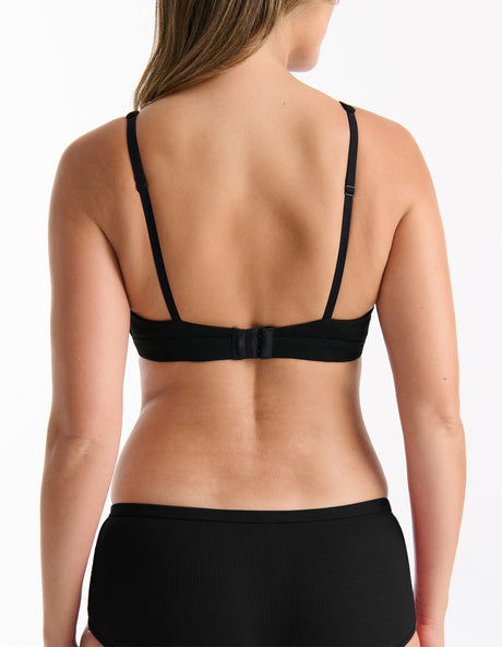 Ambra Refined Rib Plunge Bra - Black