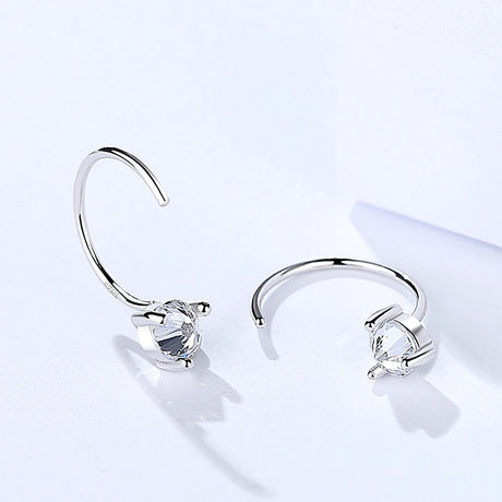 Solid 925 Sterling Silver Reverse Simulated Diamond Earrings