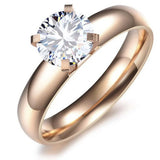 Bullion Gold Solitaire Engagement Crystal Ring Made With Crystal Elements