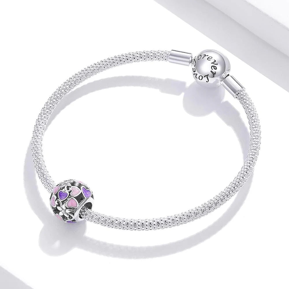 Solid 925 Sterling Silver Dual Tone Heart Shape Pandora Inspired charm