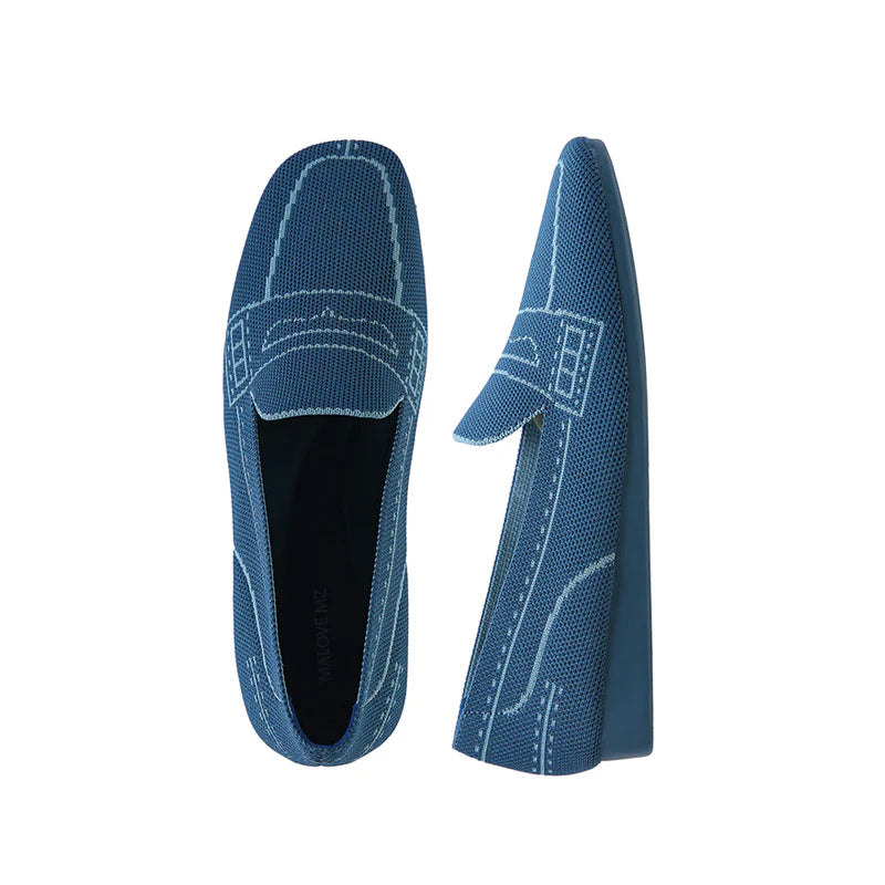 Comfortable Slip On Square Toe Loafers - Peacock