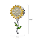 Solid 925 Sterling Silver Sunflower Charm