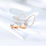 Bullion Gold Earthy Pearl Core Hook Earrings in Rose Gold