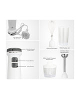 TODO Stick Mixer Set Food Chopper Electric Blender Whisk Handheld Beaker Jar Bowl - White