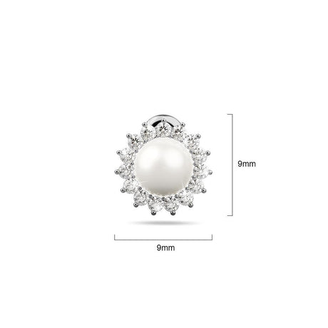 Bullion Gold Sublime Starry Pearl & CZ Stud Earrings White Gold