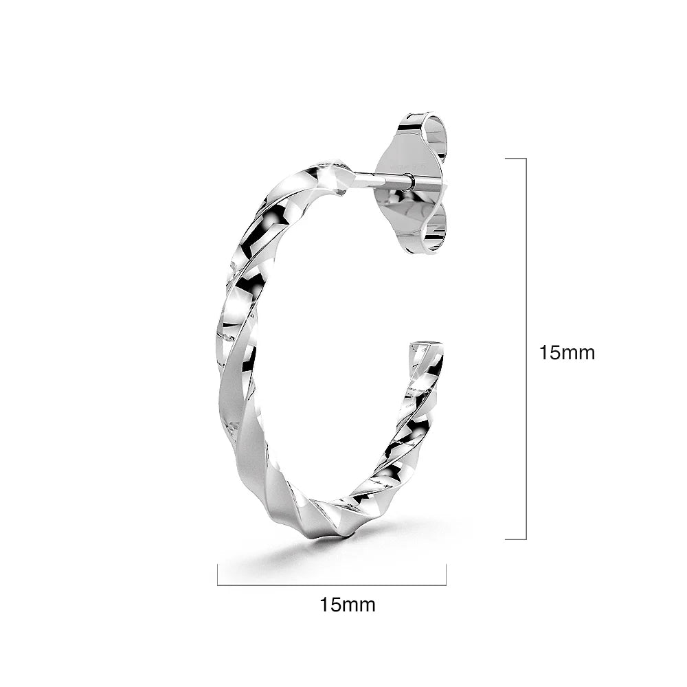 Solid 925 Sterling Silver Twisted C-Hoop Earrings