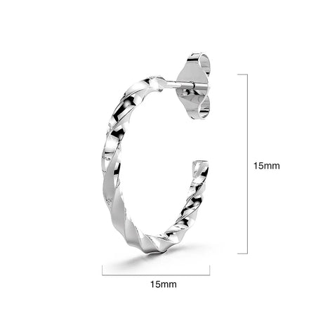 Solid 925 Sterling Silver Twisted C-Hoop Earrings