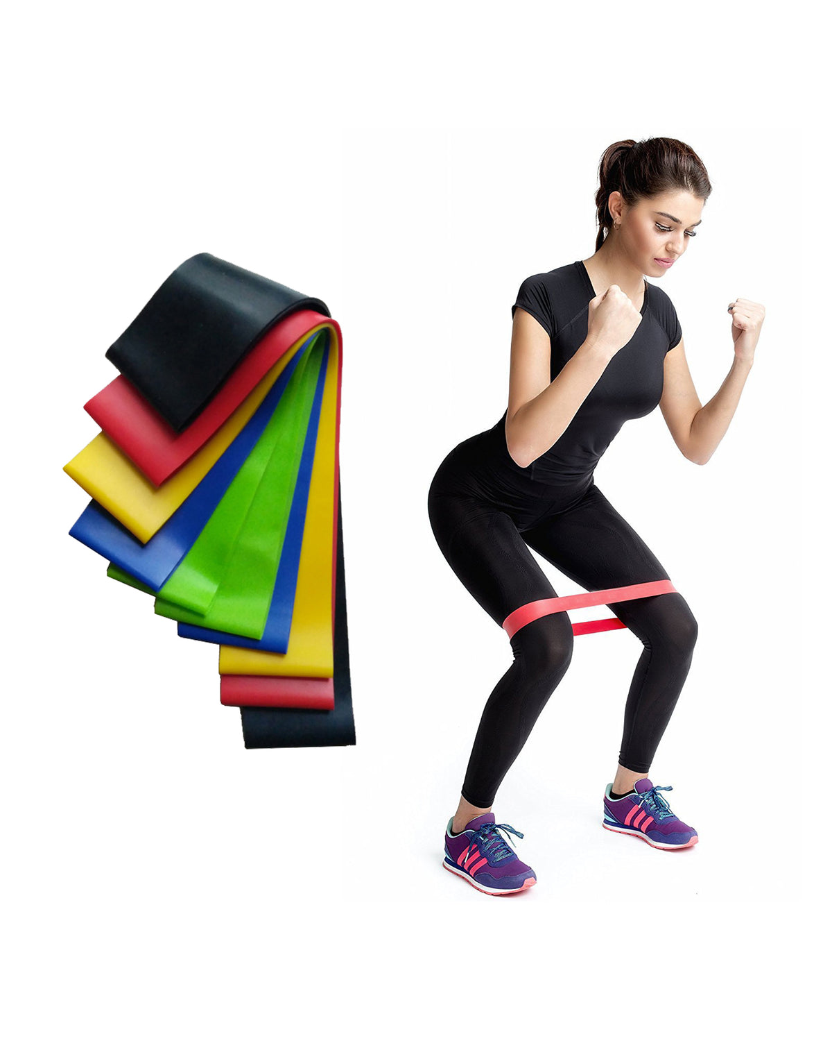 Exercise Pilates Yoga Loop Resistance Band Workout Physio Stretch Aerobics 5 Set