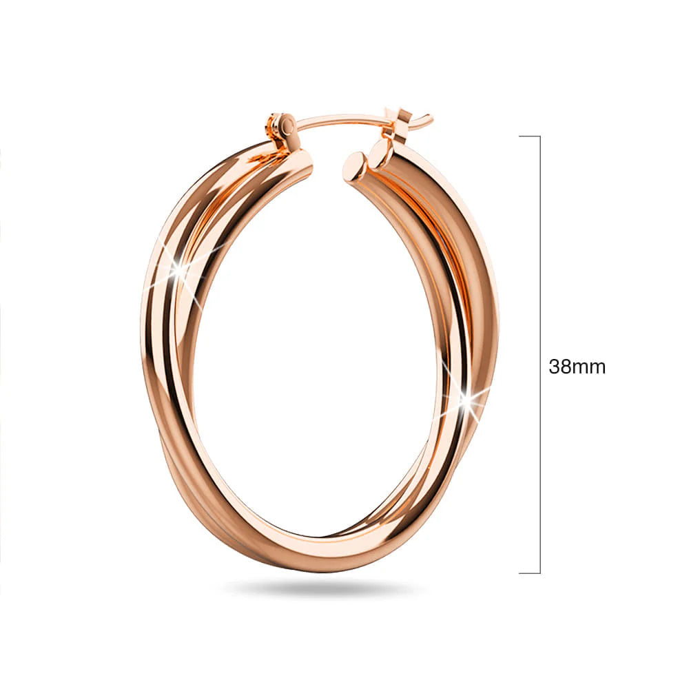 Bullion Gold Subtle Hoop Rose Gold Layered Earrings