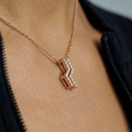 Krystal Couture Zigzag Pendant Necklace in Rose Gold Embellished with SWAROVSKI Crystals