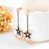Bullion Gold Shimmering Moon Star Drop Earrings