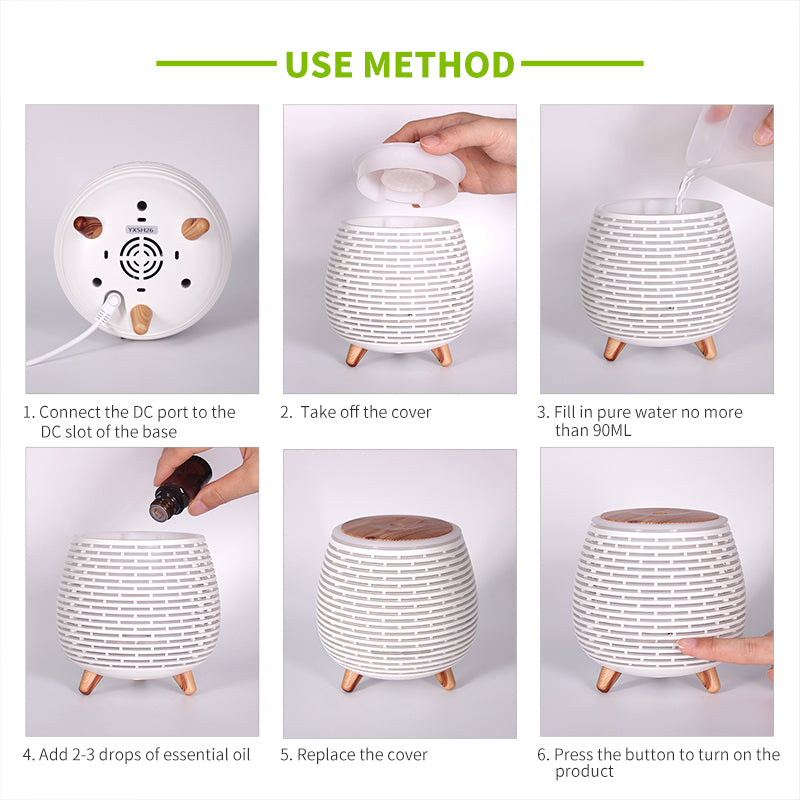 TODO 100Ml Humidifier Aromatherapy Diffuser 7 Colour Led Ultrasonic Mist - White