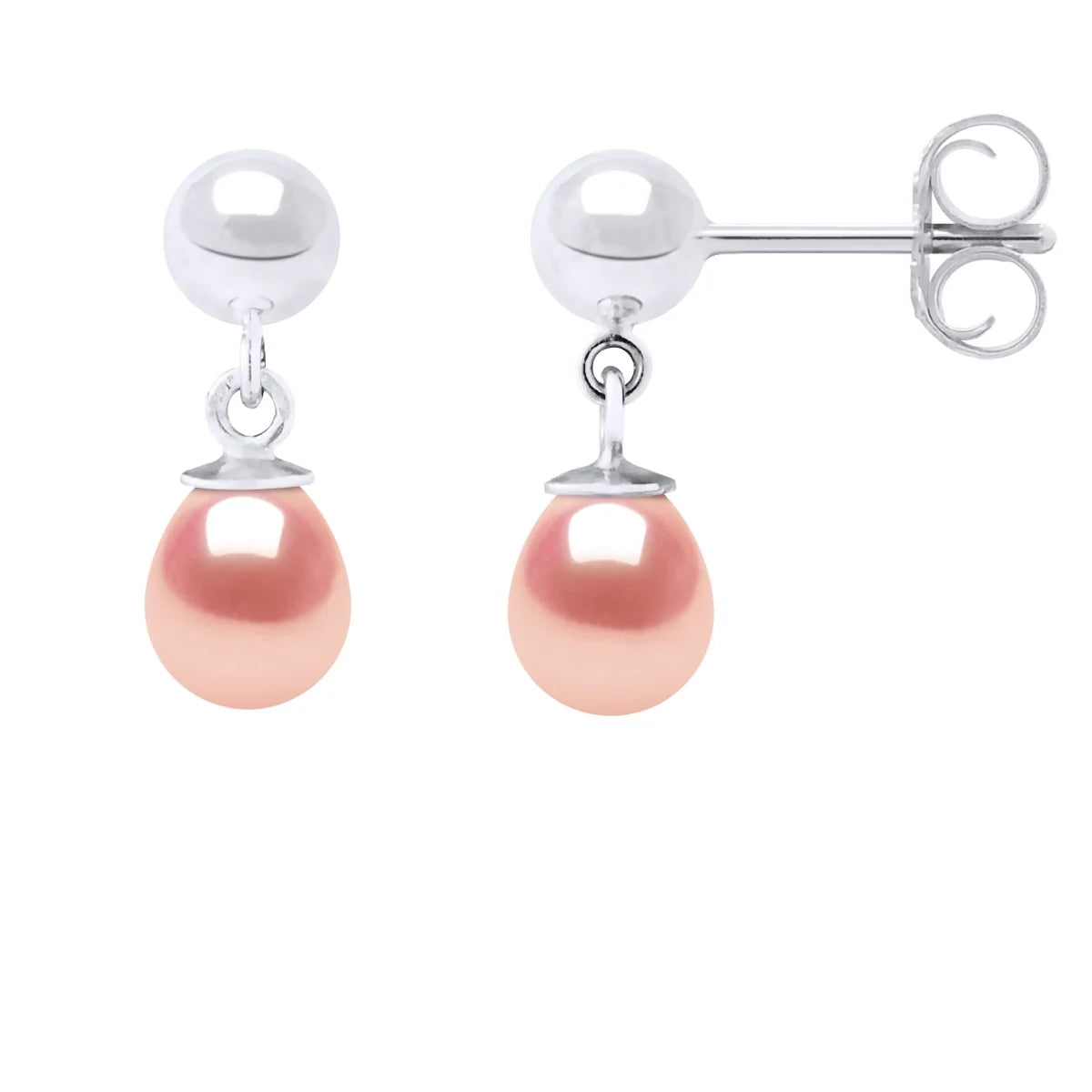 Drop Earrings Freshwater Pearl Pink Sterling Silver