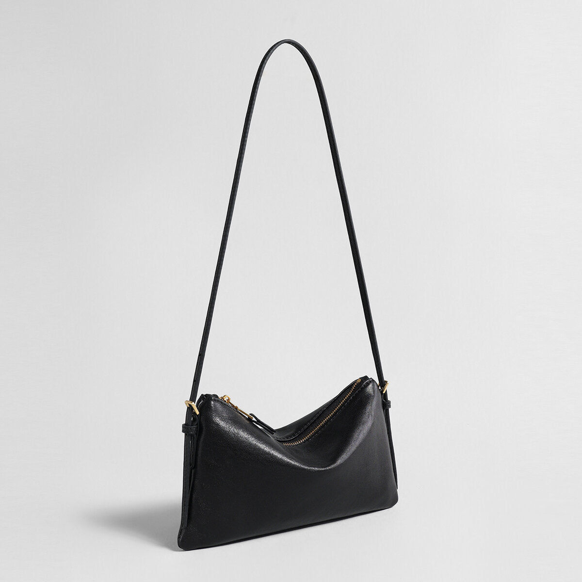 Vegetable-Tanned Lambskin Hobo Bag - Black