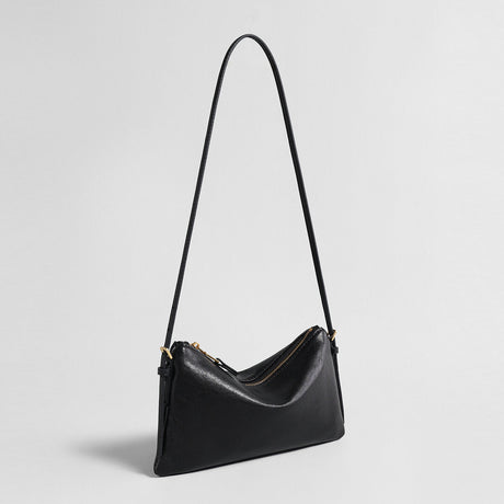 Vegetable-Tanned Lambskin Hobo Bag - Black