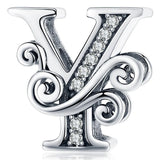 Solid 925 Sterling Silver Vintage Inspired Antique Alphabet Charm