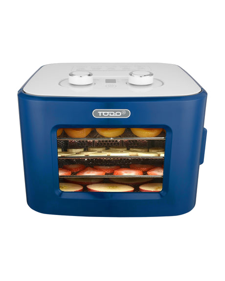 TODO 400W Food Dehydrator Stainless Steel Interior Preserve Yogurt Fruit Dryer Jerky Maker - Blue