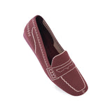 Comfortable Slip On Square Toe Loafers - Wine