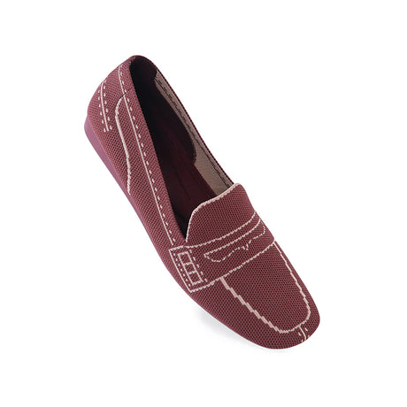 Comfortable Slip On Square Toe Loafers - Wine