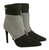 Bosccolo Womens Spike Heel Boots - Grey/Black Nubuk