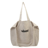 BAMEI Natural Linen Oversized Tote Bag with “Salomé” Letter Print - Ivory