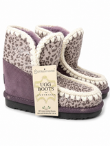 Australian Leather Ugg Mini Leopard Trim Eskimo - Lilac - AU5