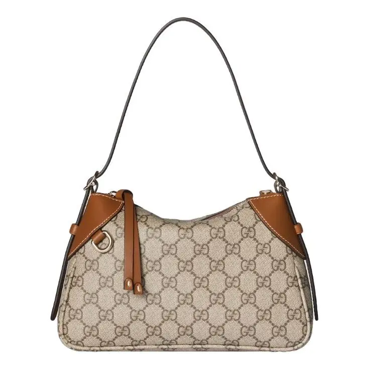 Gucci GG Monogram Shoulder Bag - Brown