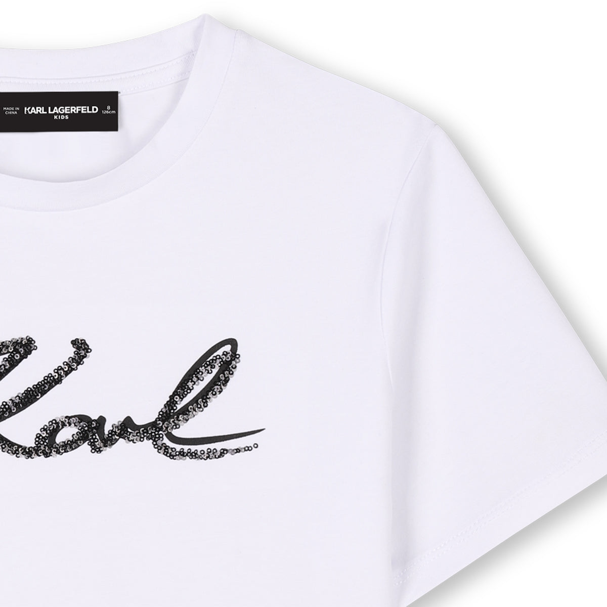 Karl Lagerfeld Girls T-Shirt With Sequins - White