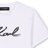 Karl Lagerfeld Girls T-Shirt With Sequins - White