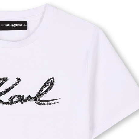 Karl Lagerfeld Girls T-Shirt With Sequins - White