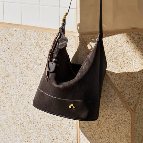 Nalandu Vintage Suede Hobo Bucket Bag - Chocolate