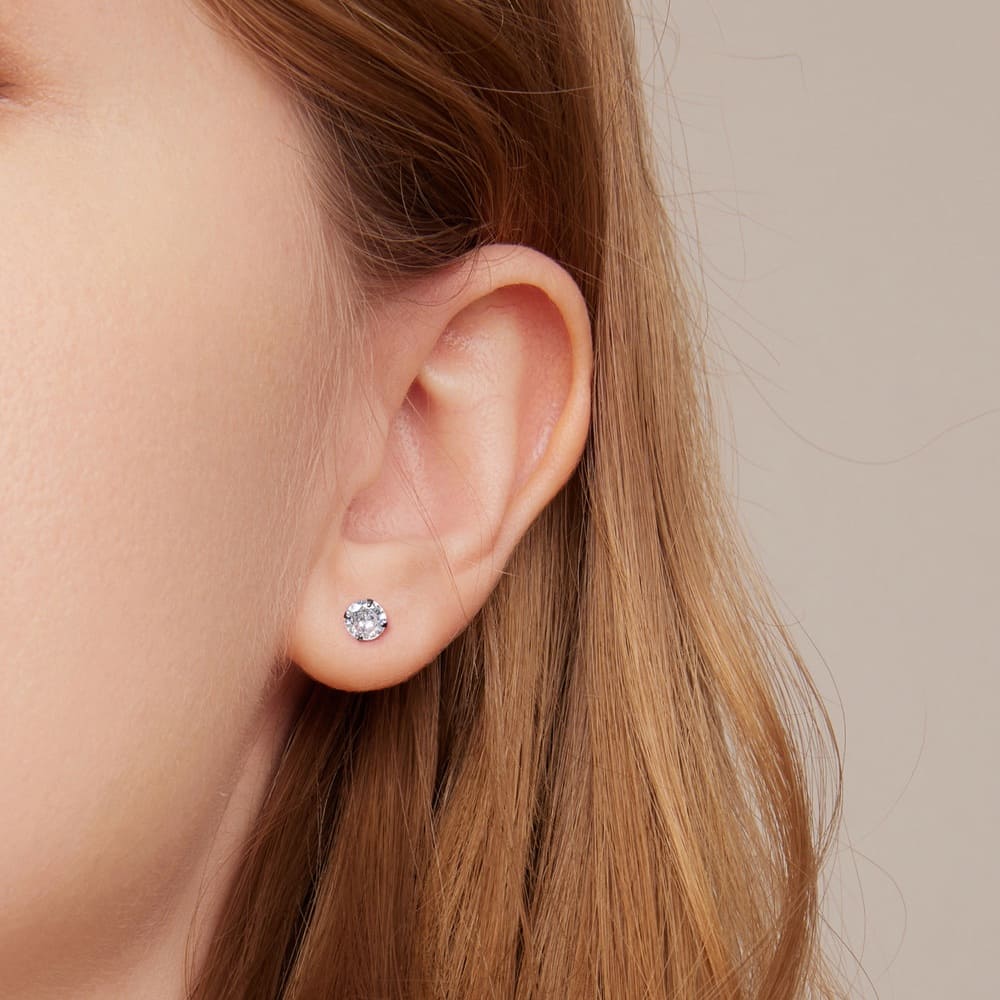Solid 925 Signature Silver Mary Anne Crystal Stud Earrings In Black Gold